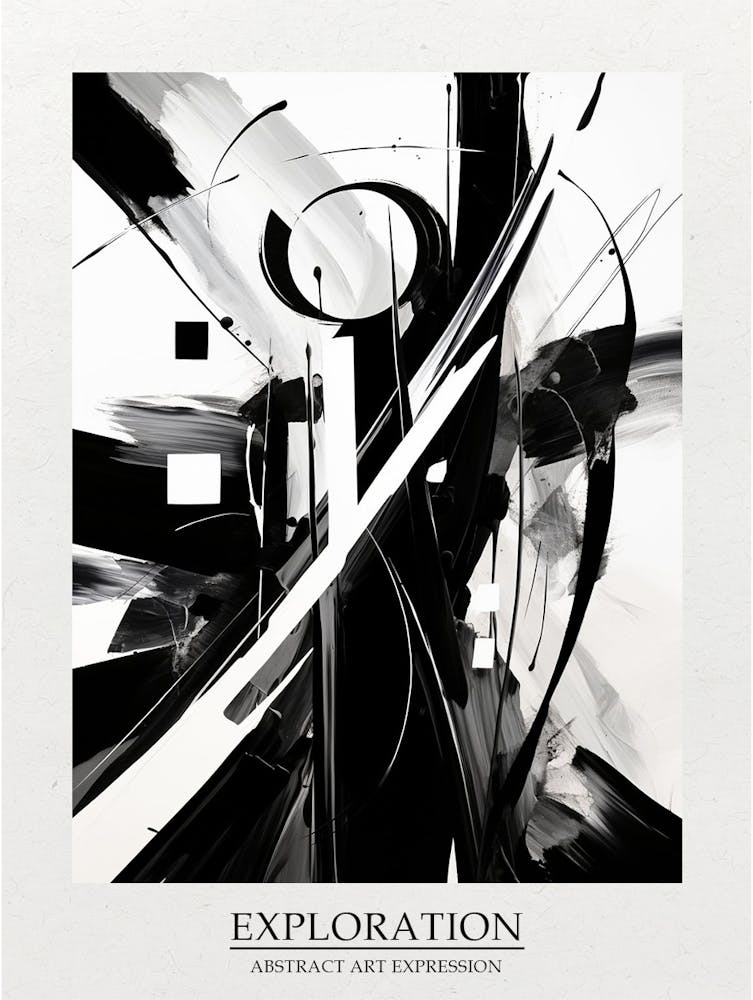 Exploration Abstraite Noir Et Blanc 4 Affiche