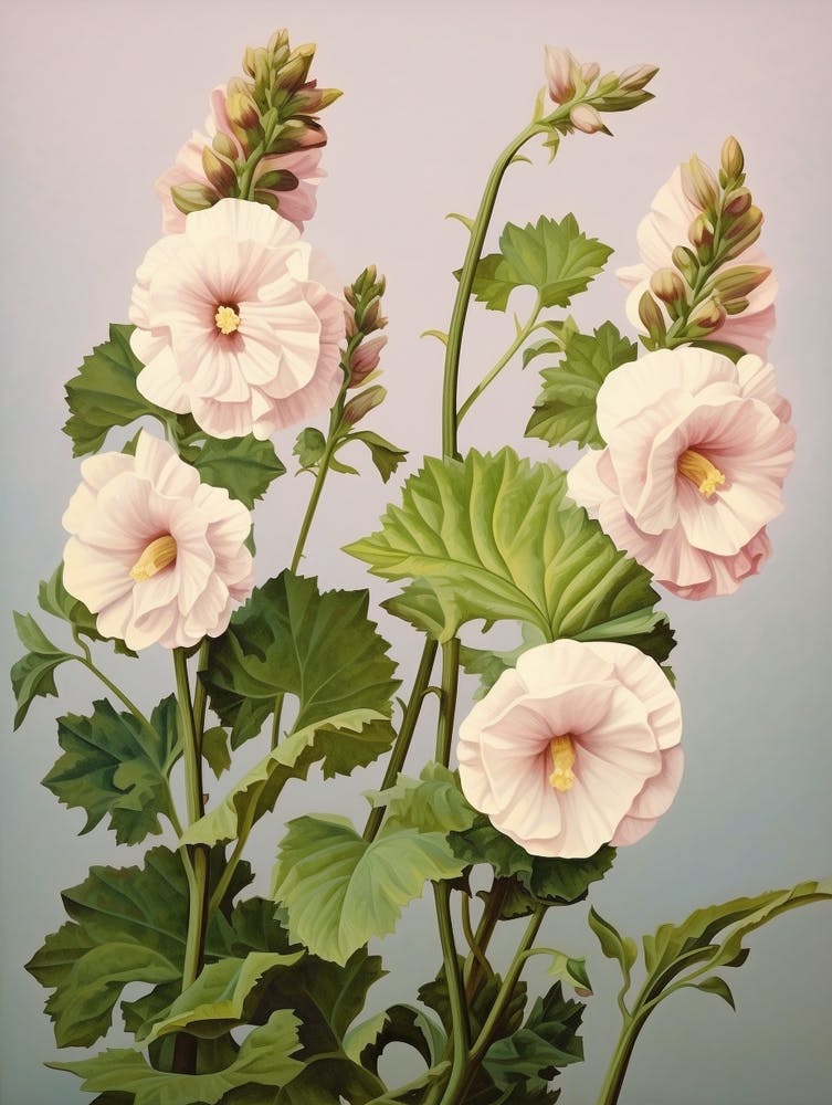 Floral Illustration Hollyhock 1