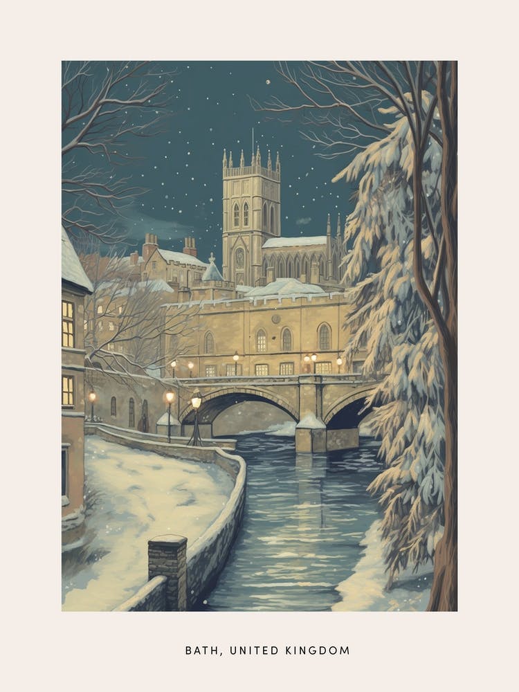 Vintage Winter Poster Bath United Kingdom 4