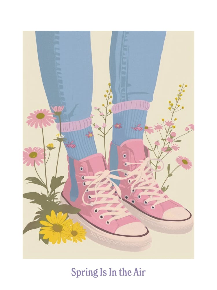 Spring In In The Air Pink Sneakers And Flowers 7