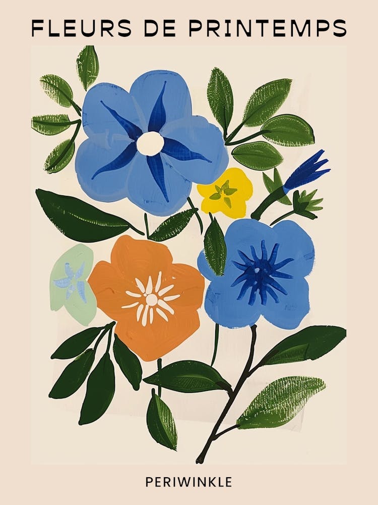 Spring Floral French Poster  Periwinkle 1