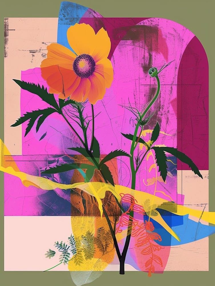 Cosmos 3 Collage de Fleurs Néon