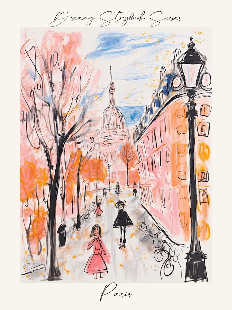 Poster Of Paris, Dreamy Storybook Illustration 3