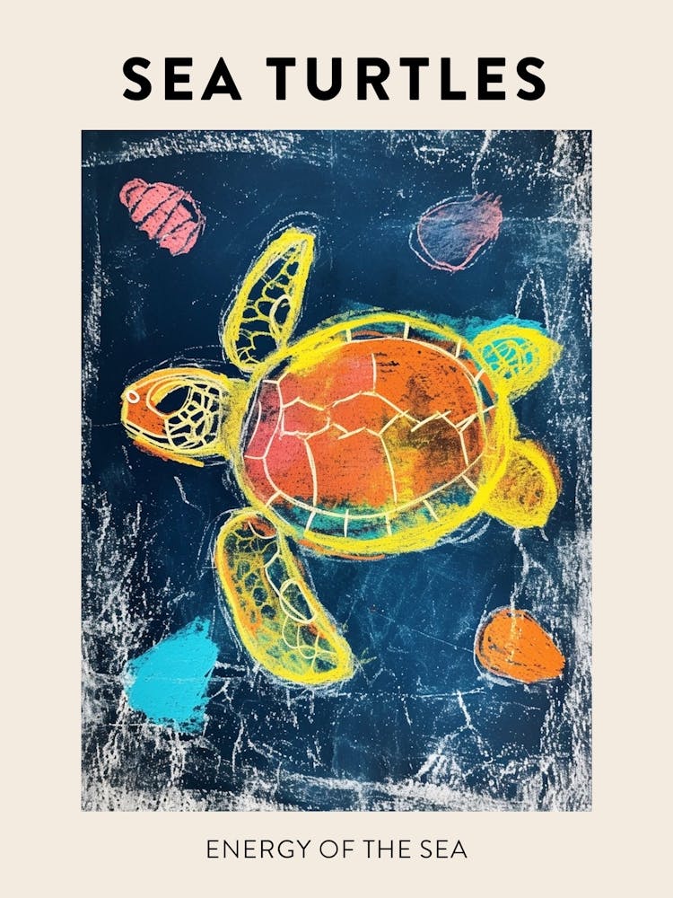 Meeresschildkröten & Muscheln Doodle Poster