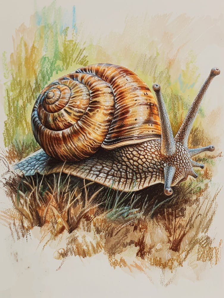 Snail Pastel Watercolour 3
