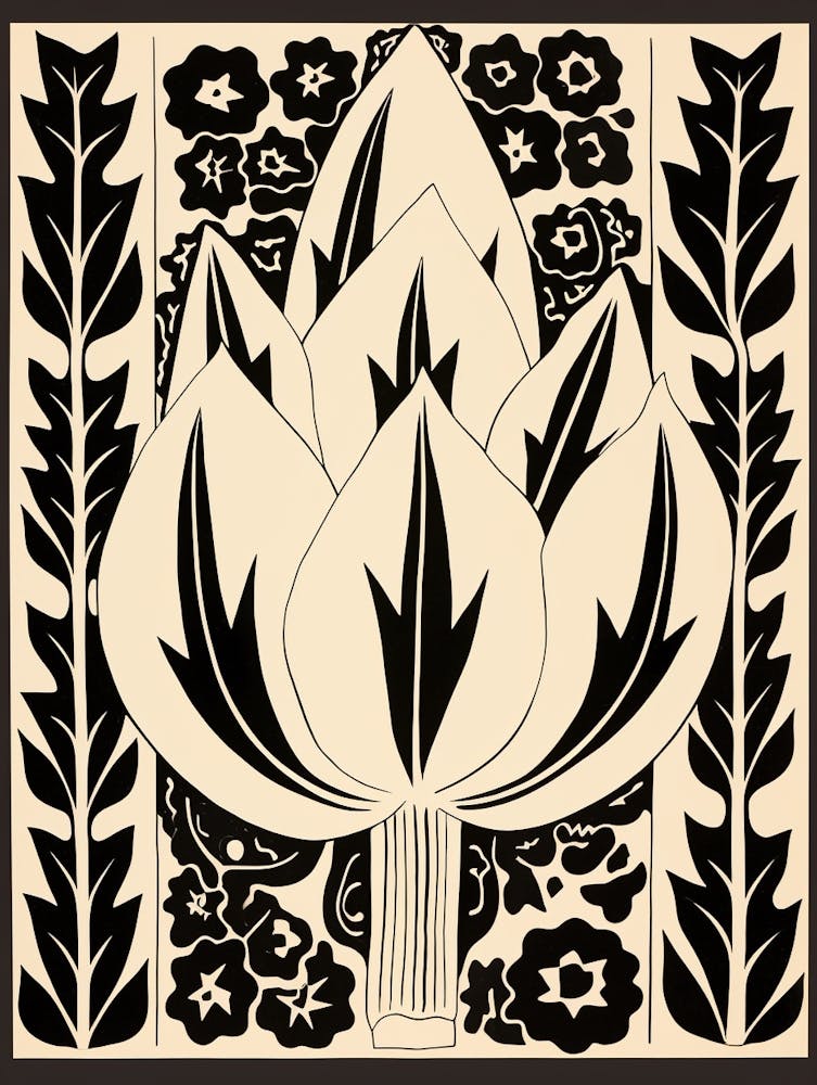 B&W Cactus Illustration Nopal Cactus 3