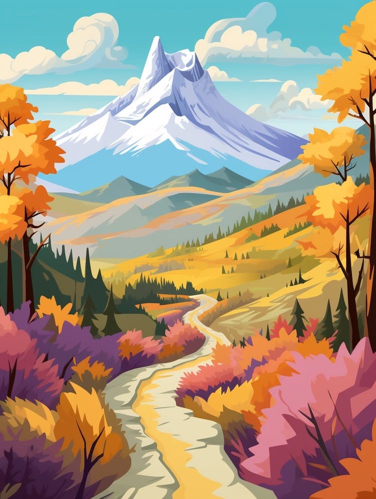 Torres Del Paine Circuit Chile 2 Hike Illustration