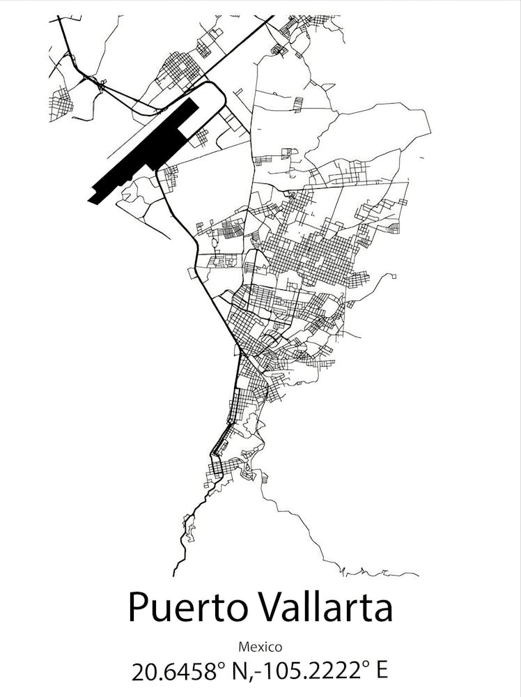Puerto Vallarta,Mexico Minimalist Map