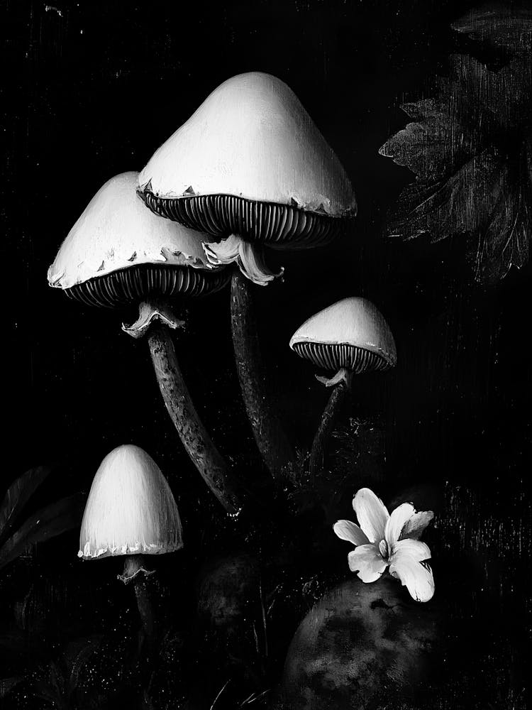 Black And White Mushrooms