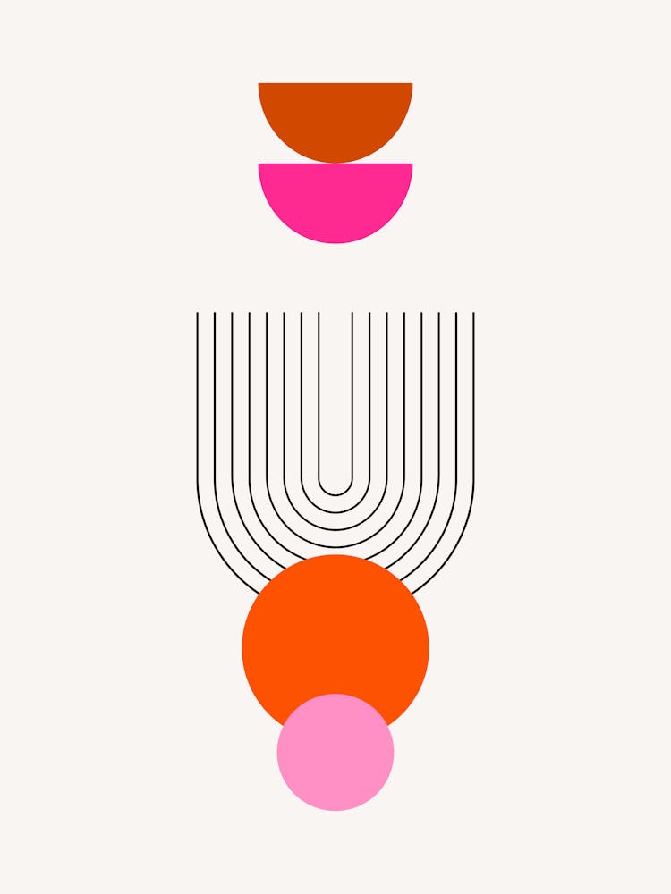 Mid Century Modern | 03 - Pink And Orange Geometric Arch