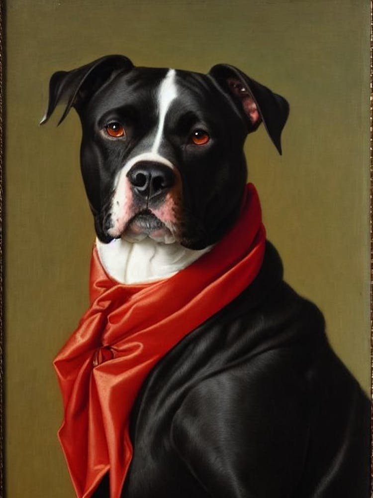 American Staffordshire Terrier Renaissance Portrait Oil Painting