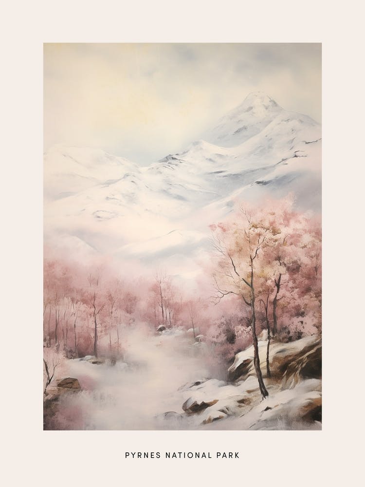 Dreamy Winter National Park Poster  Pyrnes National Park France 2