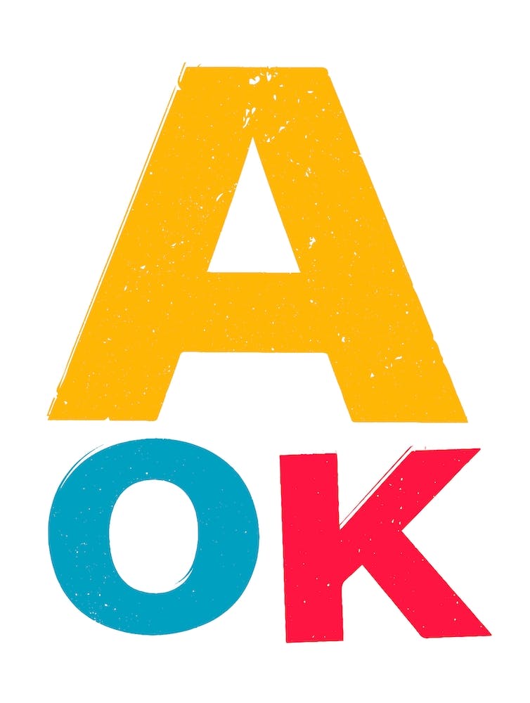 A OK bright coloured typography