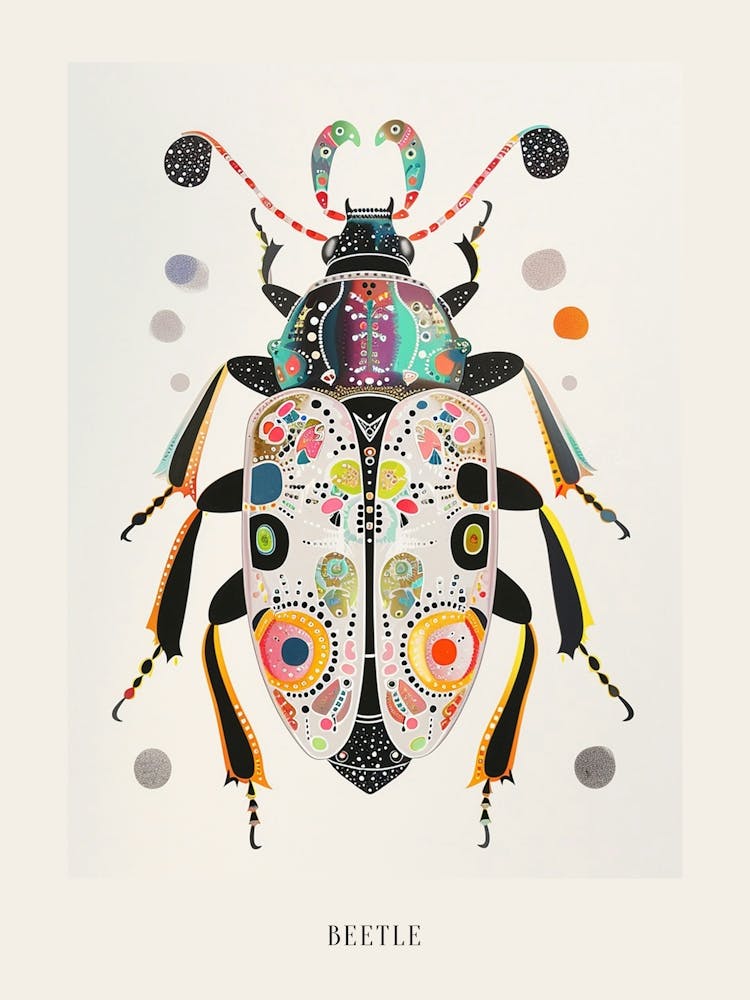 Colourful Insect Illustration Beetle 25 Poster