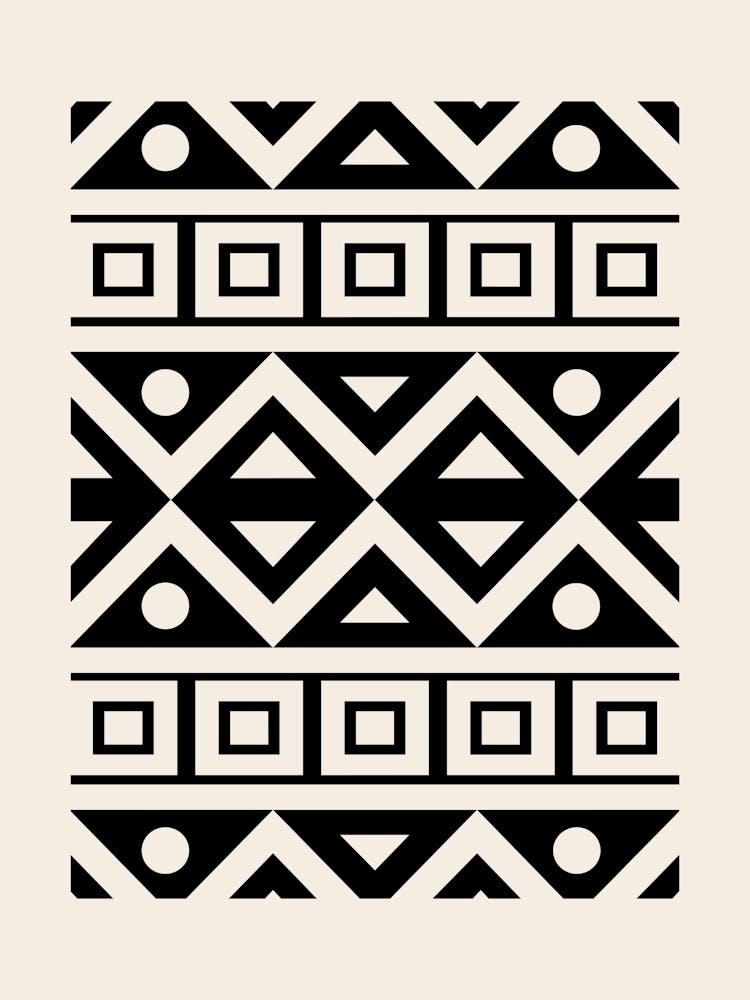 Abstract Black Beige Geometric African Tribal Pattern, Mud Cloth, Neutral Boho 1
