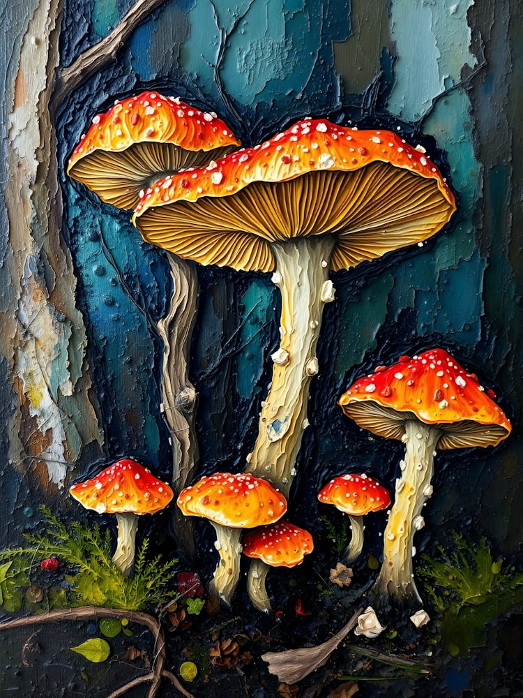 Mushrooms In The Woods