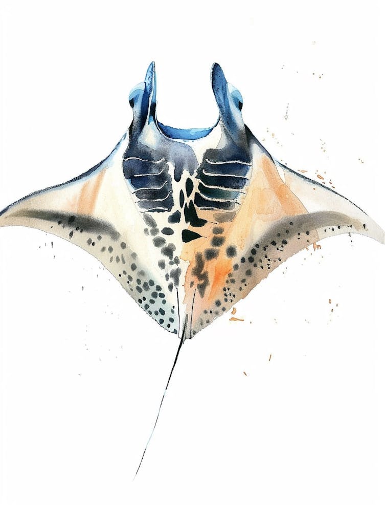 Manta Ray Pastel Watercolour 1