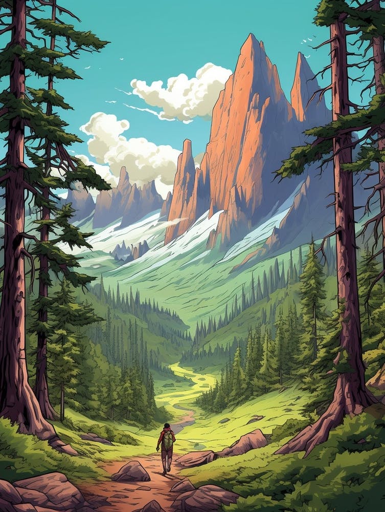 Wonderland Trail Usa 3 Vintage Travel Illustration