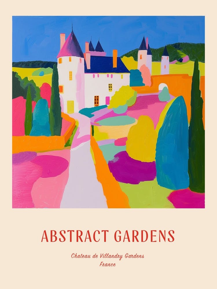 Colourful Gardens Chateau De Villandry Gardens France 2 Red Poster