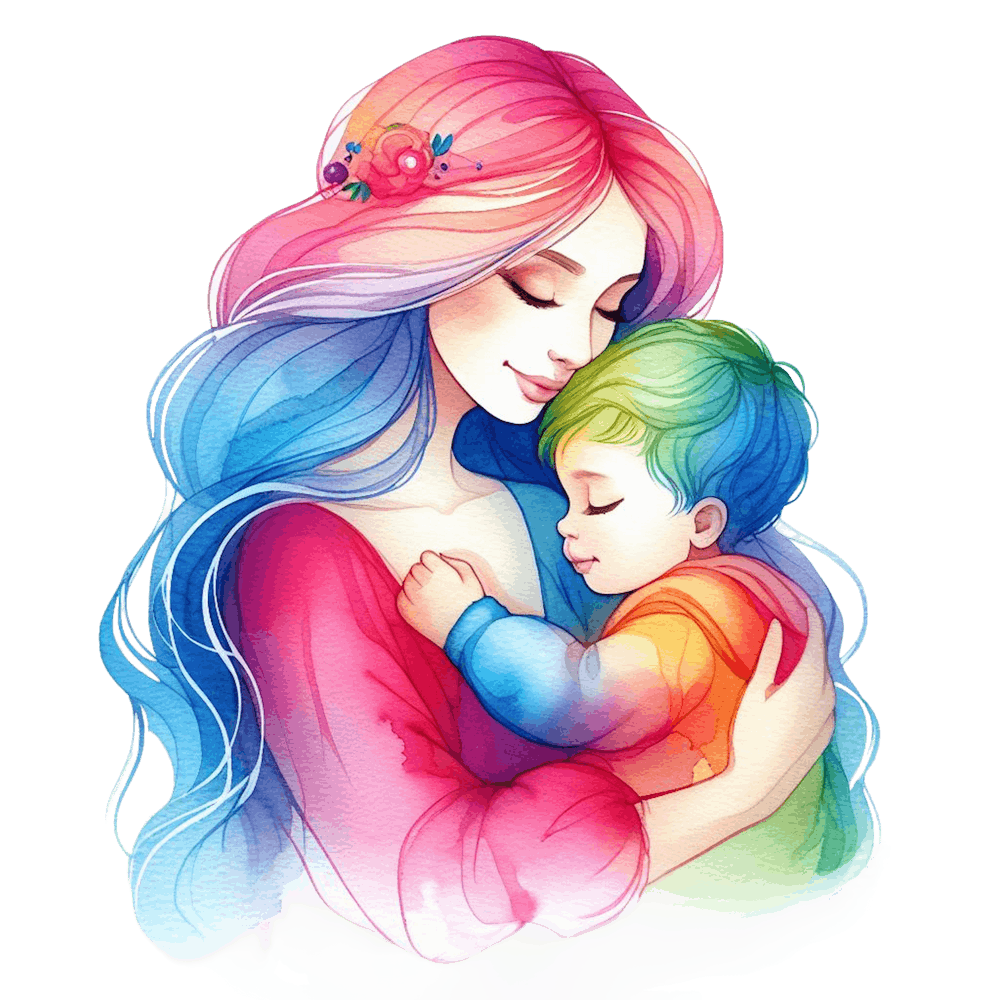 Mother And Child Watercolor Mothers Day 9