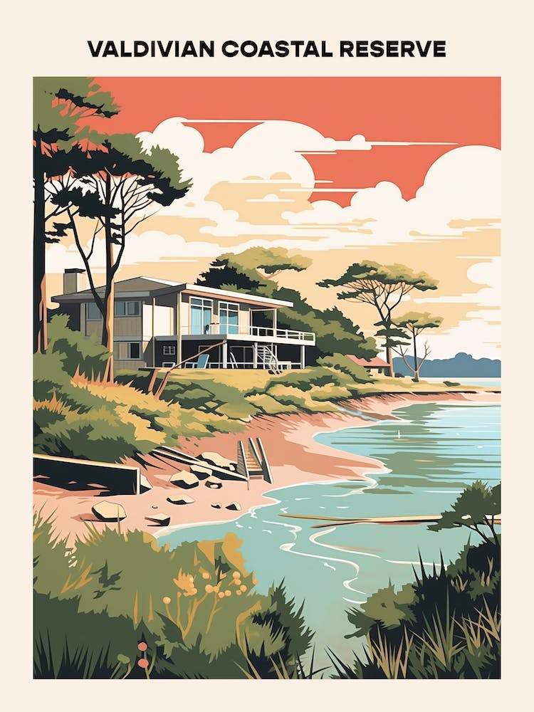 Valdivian Coastal Reserve Midcentury Travel Poster
