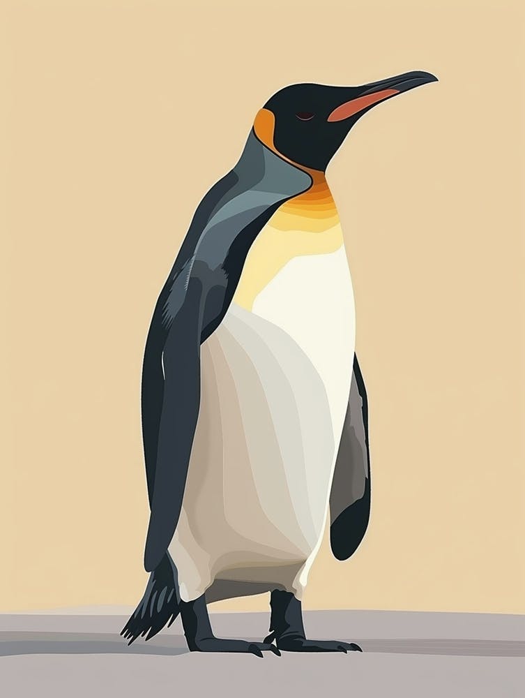 King Penguin Bleaker Island Minimalist Illustration 1