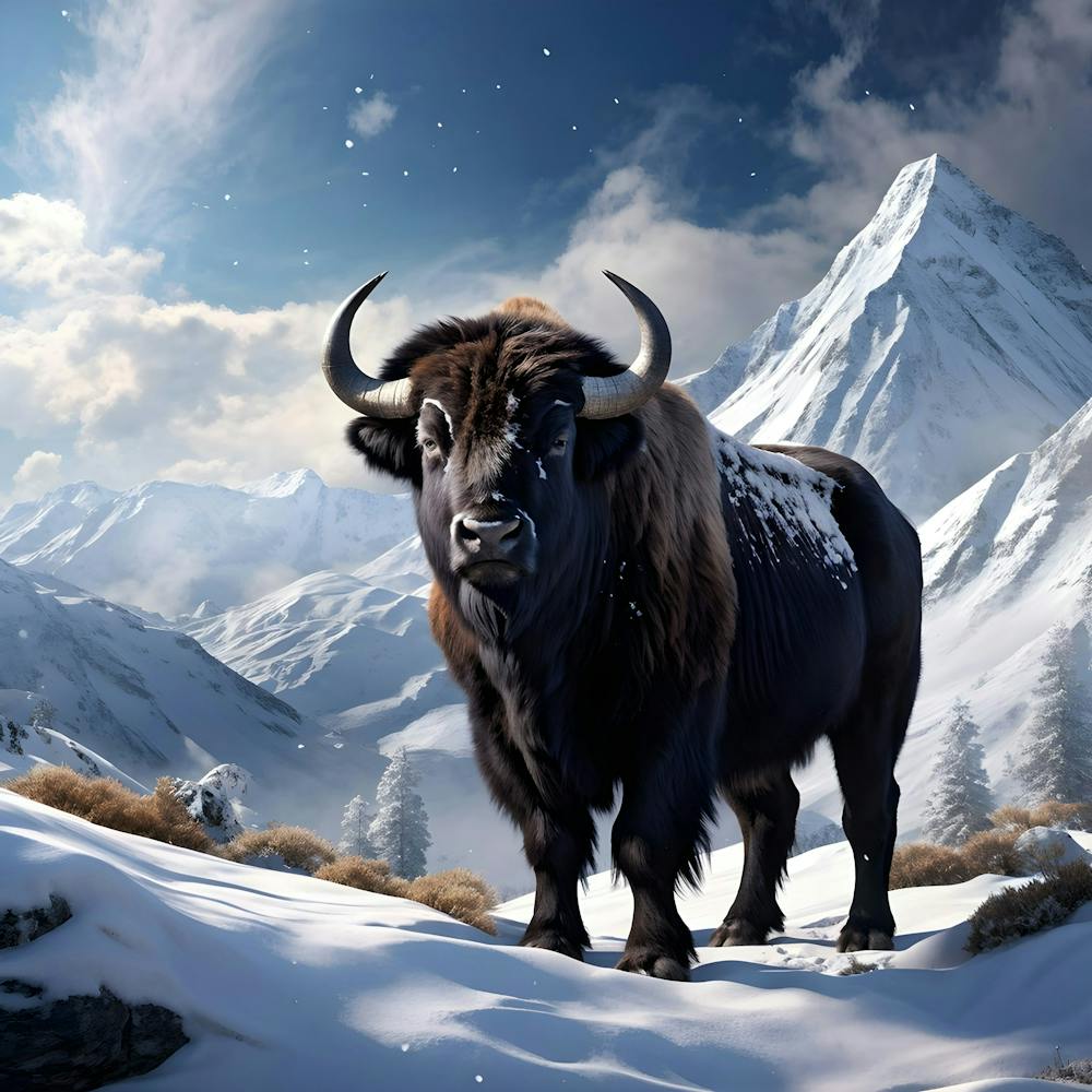Yak In The Snow