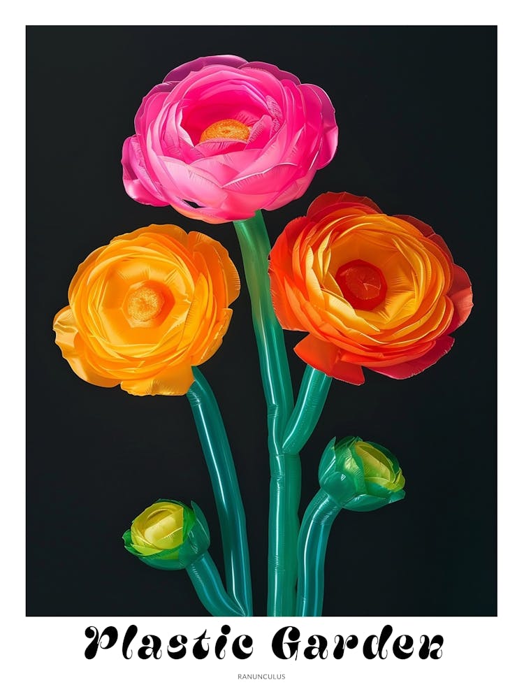 Bright Inflatable Flowers Poster Ranunculus 1