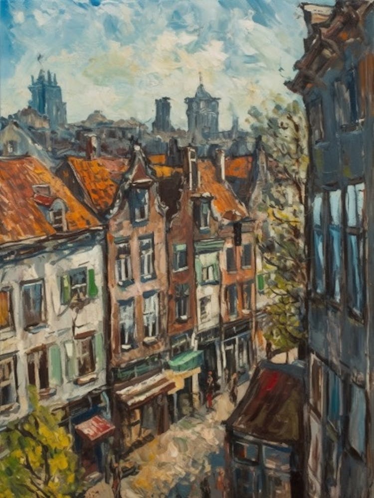 Window View Of Amsterdam In The Style Of Expressionism 3