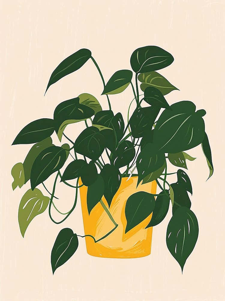 pothos illustration Pothos Plant Minimalist Illustration 7 Art Print by Petal Pigments – Fy!