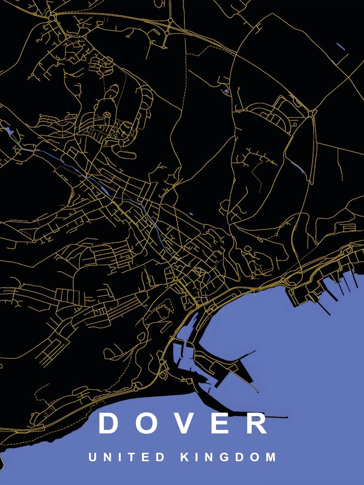 Dover City Map Black and Gold