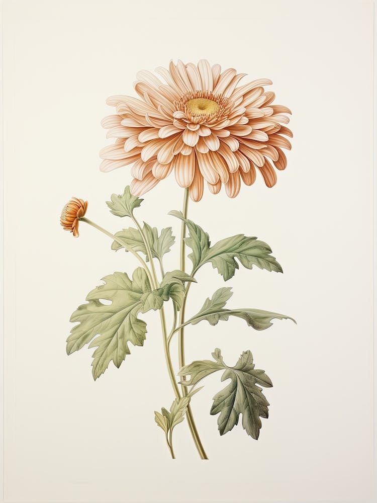 Chrysanthemums Flower Vintage Botanical 1