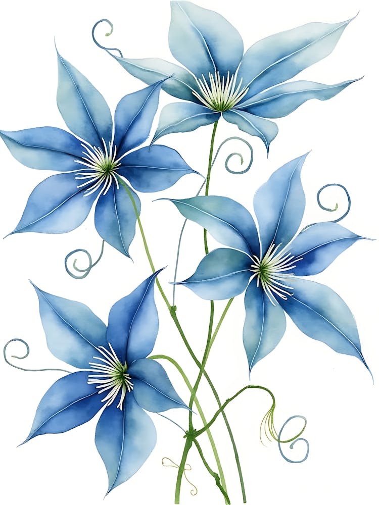 Flowing Blue Floral Lines