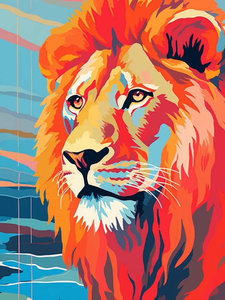 Lion Pop Art Inspired Colourful Illustration 1