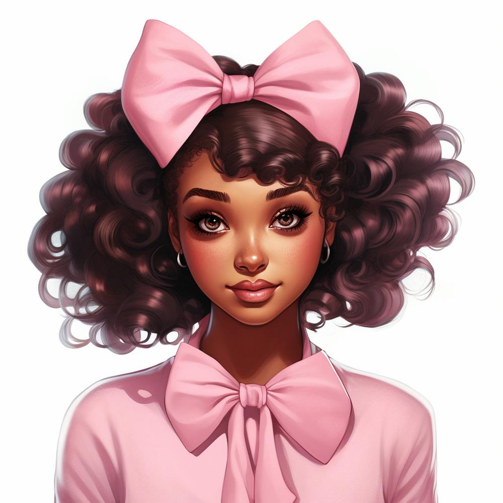 Afro Girl With Pink Bow