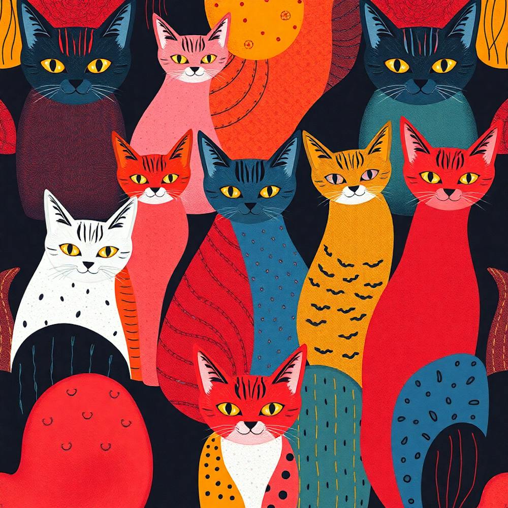 Cats On A Black Background 1