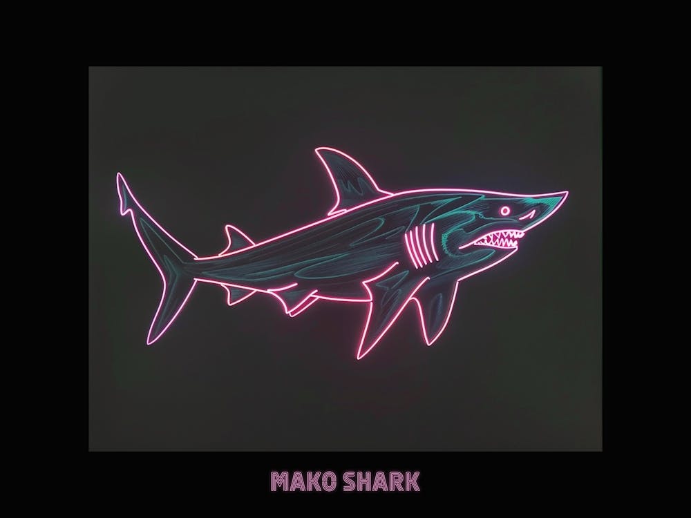 Neon Pink Red Mako Shark Poster 1