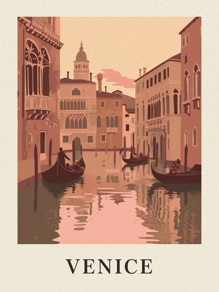 Venice Vintage Pink Italy Poster