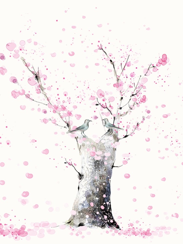 Cherry Blossoms And Birds