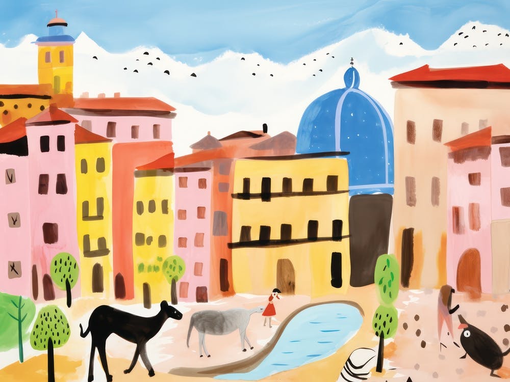 Bologna Italy Cute Watercolour Illustration 3