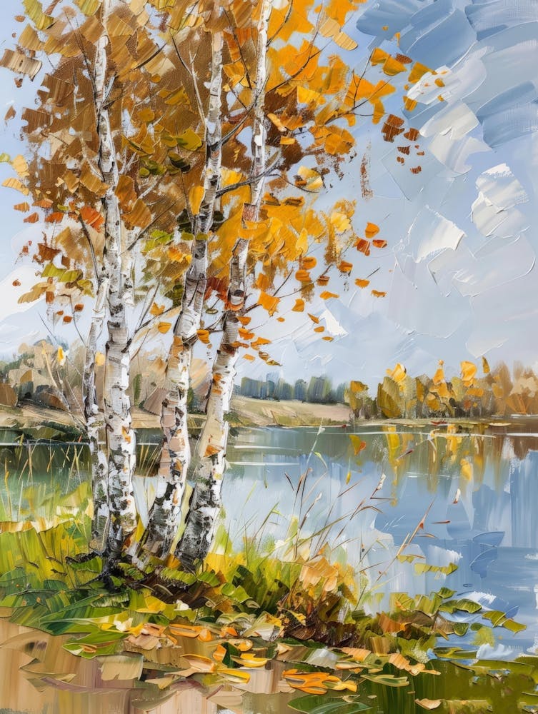 Birch Trees By The Lake 9