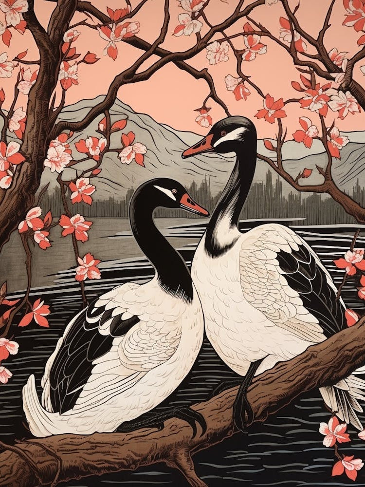 Art Nouveau Birds Poster Swan 3