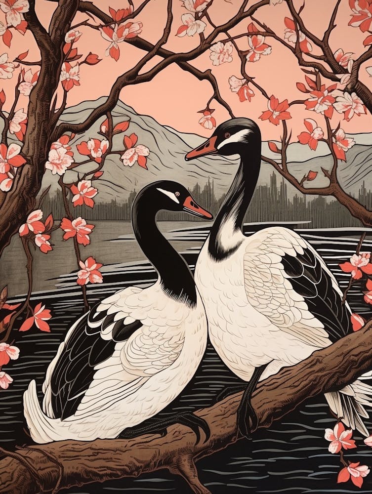 Art Nouveau Birds Poster Swan 3