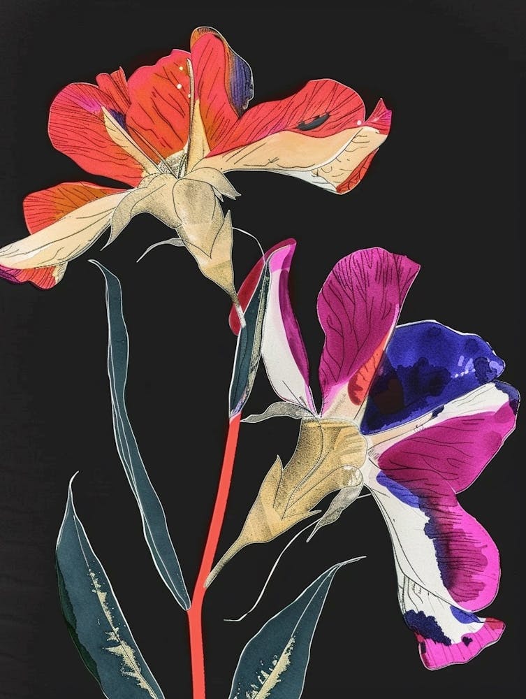Neon Flowers On Black Sweet Pea 4