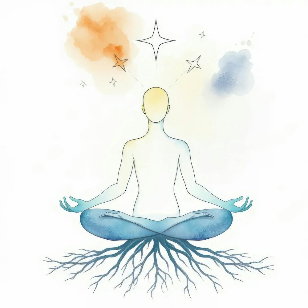 Meditating Man With Roots