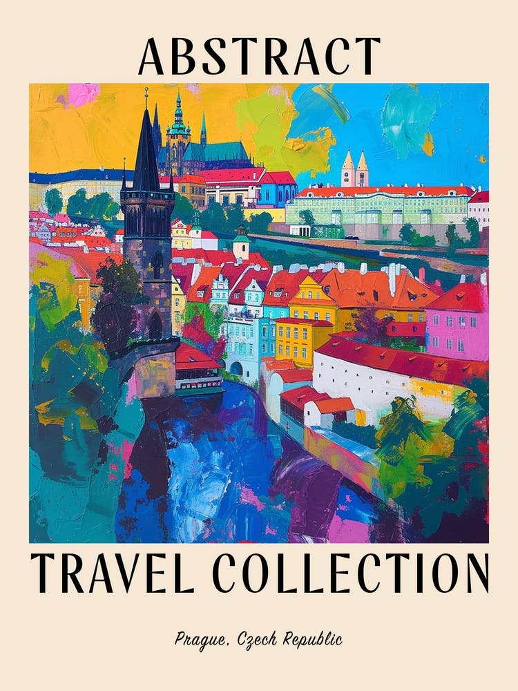 Abstract Travel Collection Poster Prague Czech Republic 2