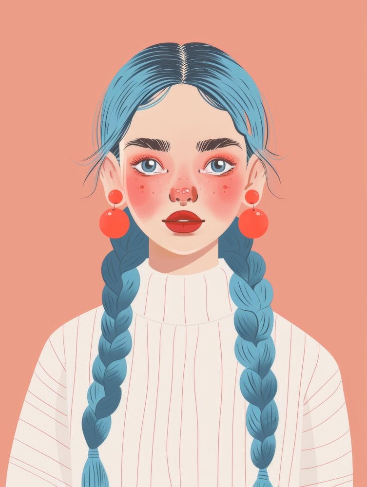 Fille aux cheveux bleus
