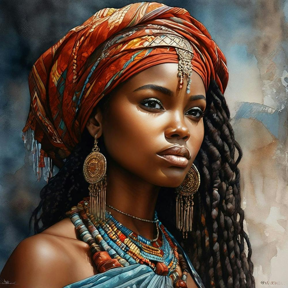 Afrikanische Frau Aquarell