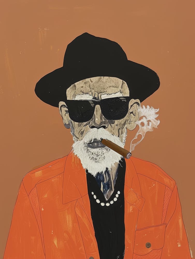 Old Man Smoking A Cigarette