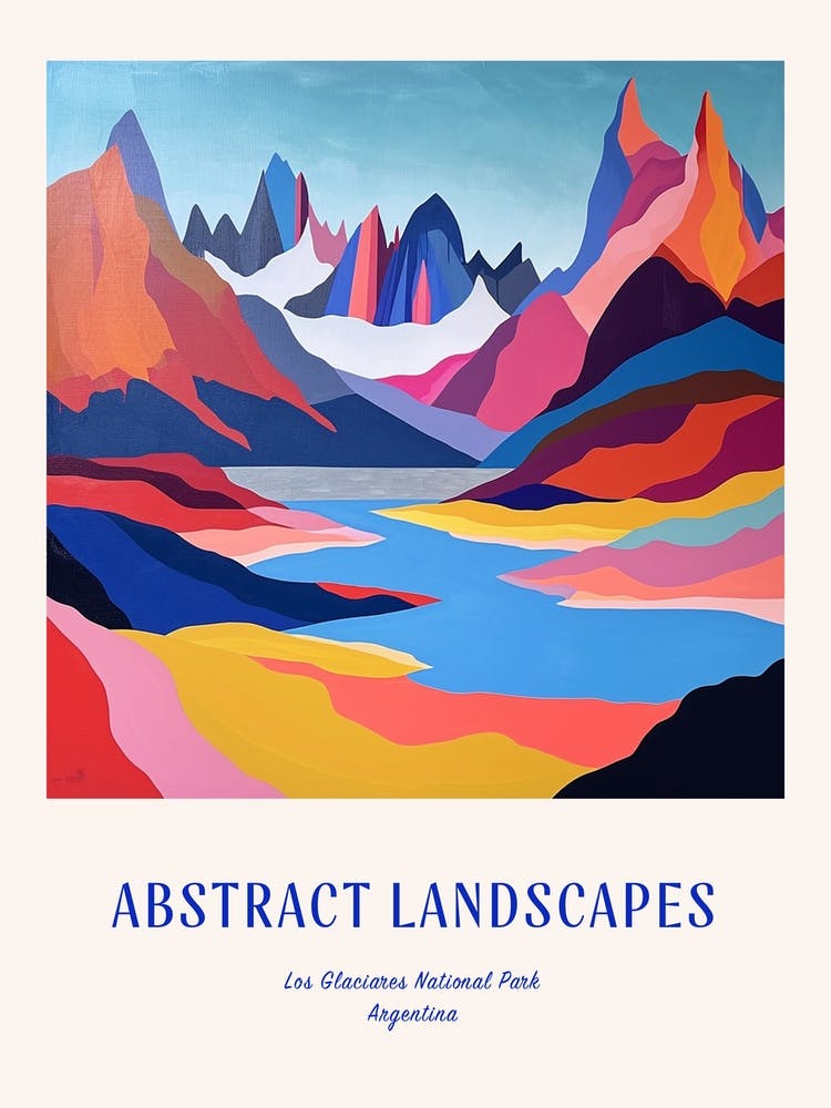 Colourful Abstract Los Glaciares National Park Argentina 3 Poster Blue